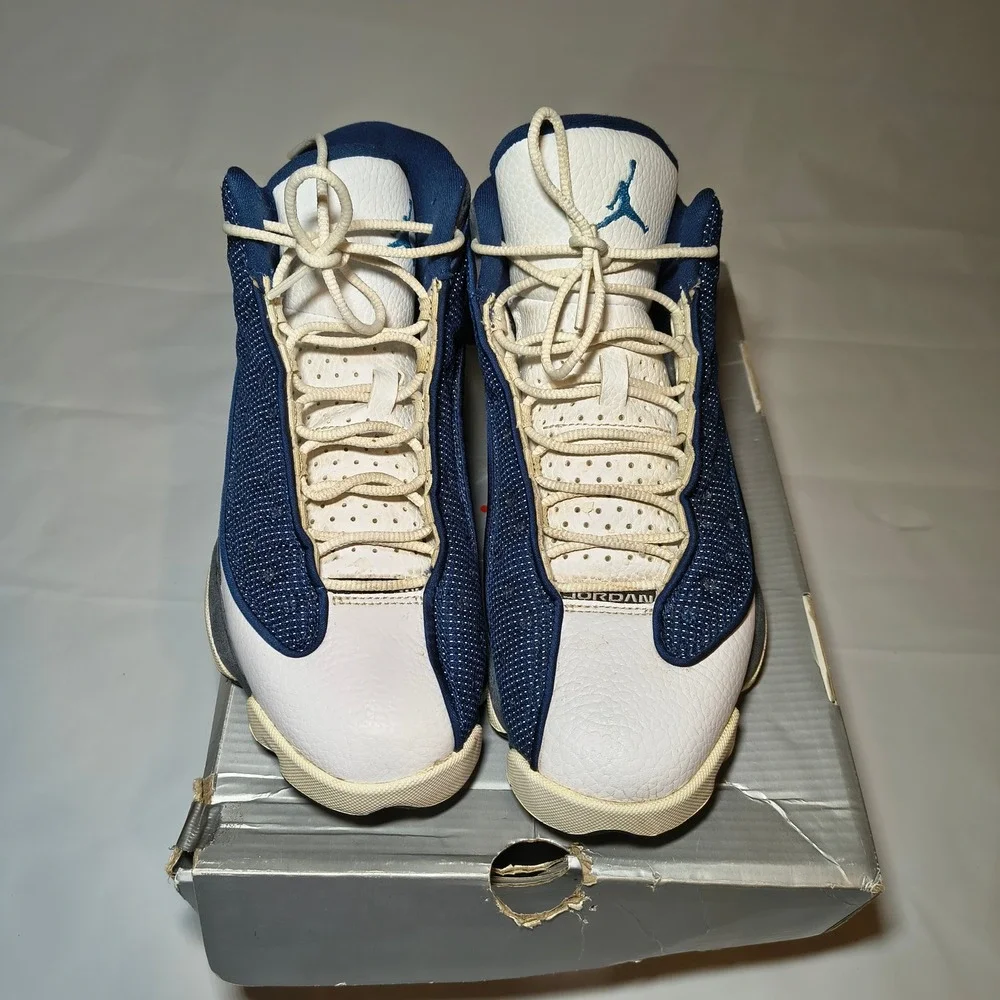Nike Air Jordan 13 Retro Flint Navy Blue White Grey 414571-404 Mens Size 8